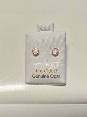 Beautiful, dainty 14 k rose gold opal earrings😍